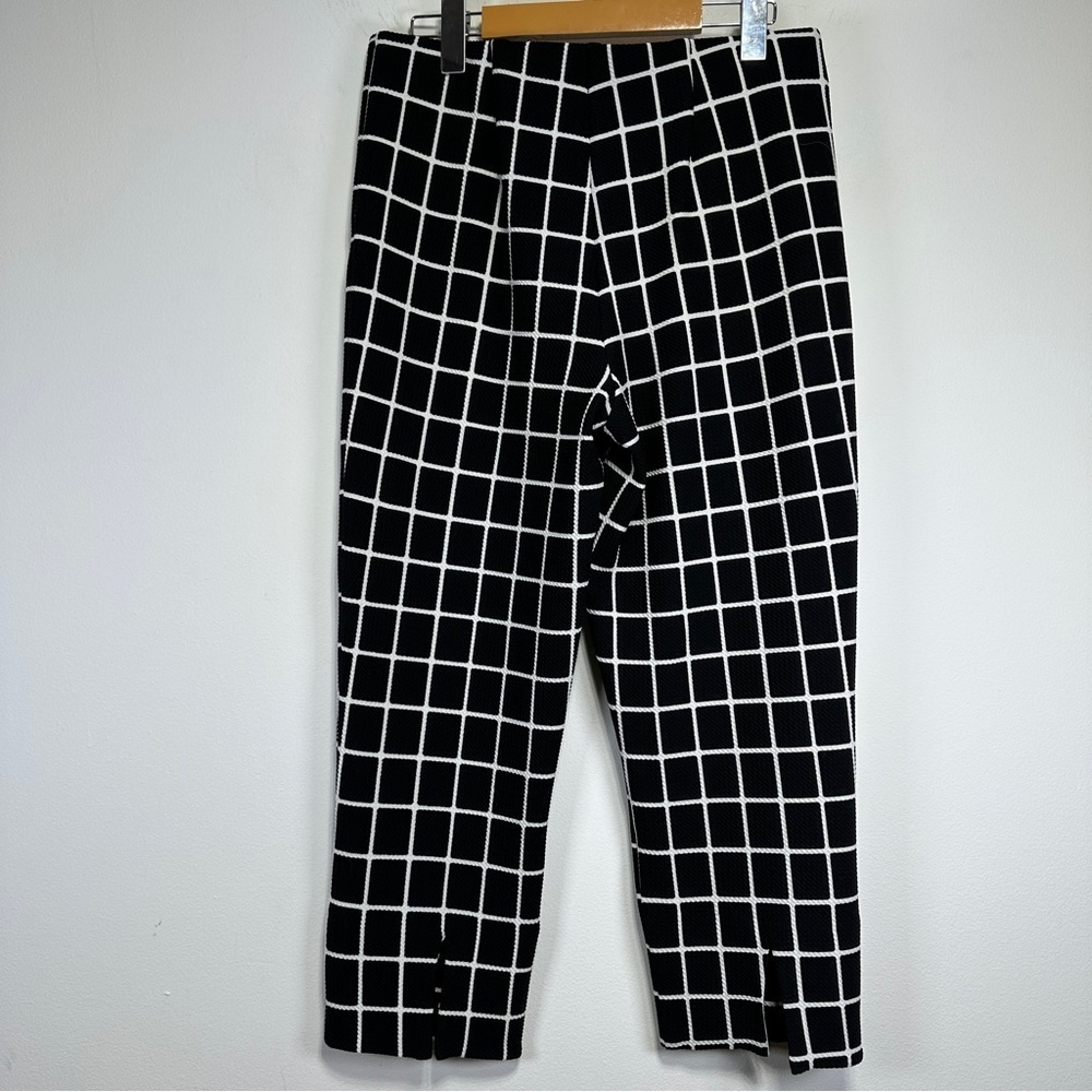 Joseph Ribkoff Windowpane Plaid Crop Pants Size 10 High Rise Pull On Stretch